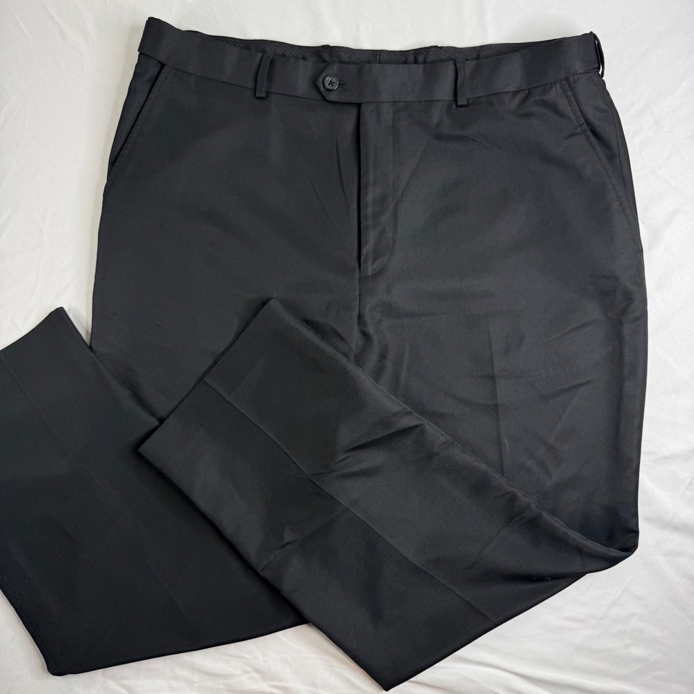 Stafford Mens Black Classic Fit Performance Microfiber Dress Pants 38x30 Slacks